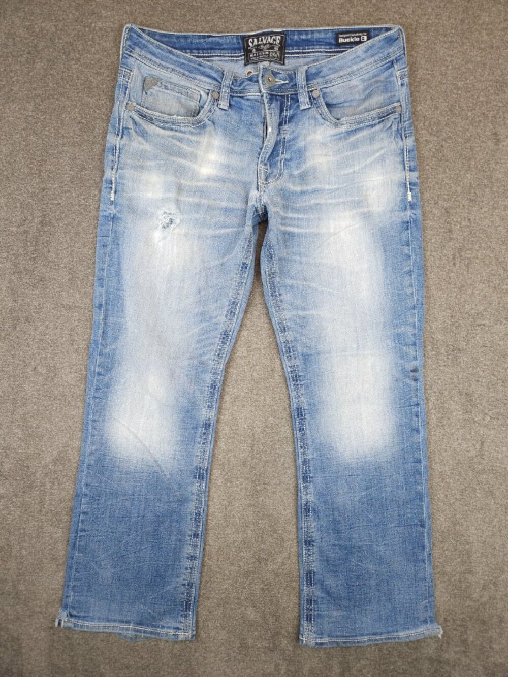 Salvage By Buckle Jeans Men's 32S (33x29) Mayhem Bootcut Regular Fit Distressed